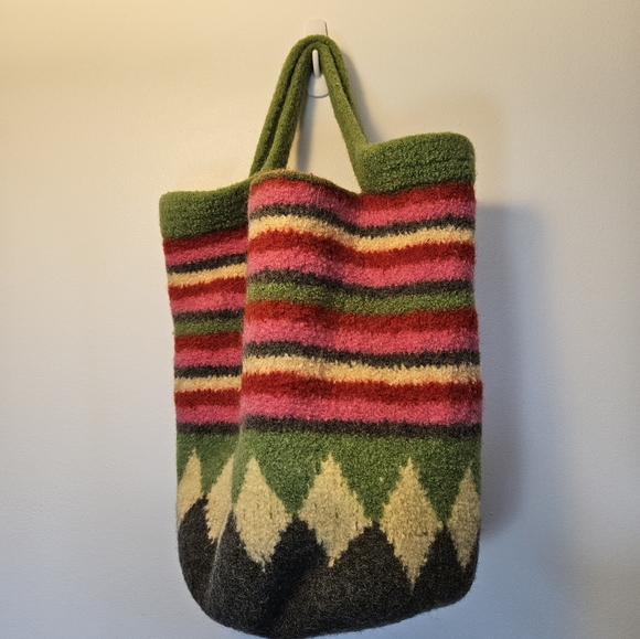 Felted Wool and Lined Bucket Bag - Picture 2 of 6